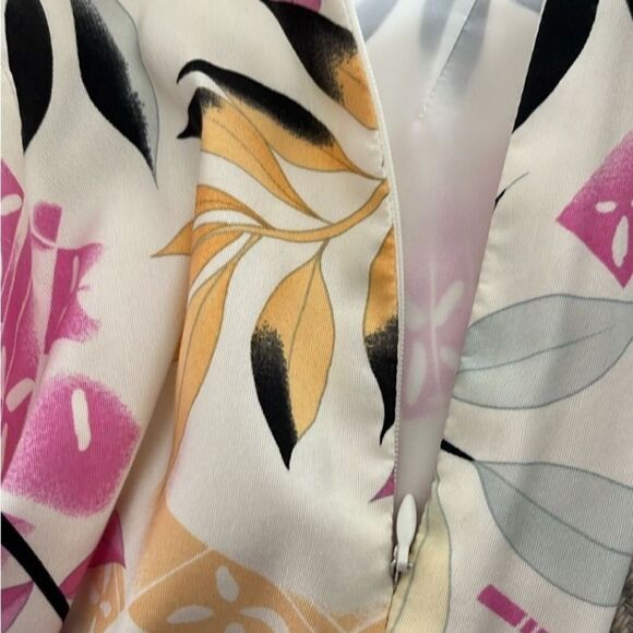 Oscar de la Renta Pink Floral Pants Cotton and Silk Made in USA VTG SZ 8 P - Picture 4 of 7